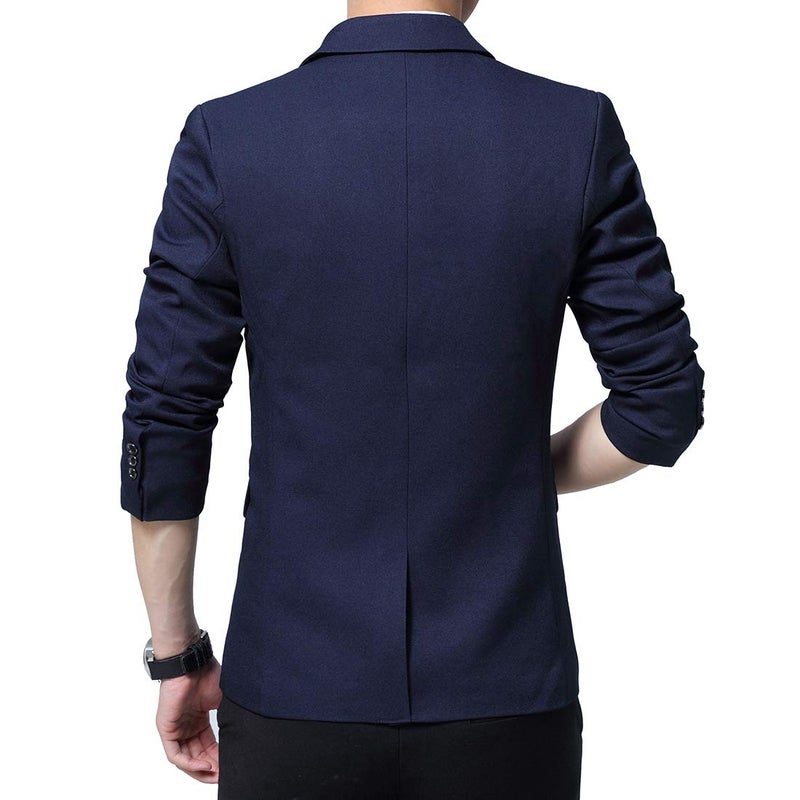 DAVID.ANN Men's Casual Blazer Jacket Slim Fit Sport Coats Lightweight One Button Suit Jacket,#1 Navy Blue,Medium - Image 2